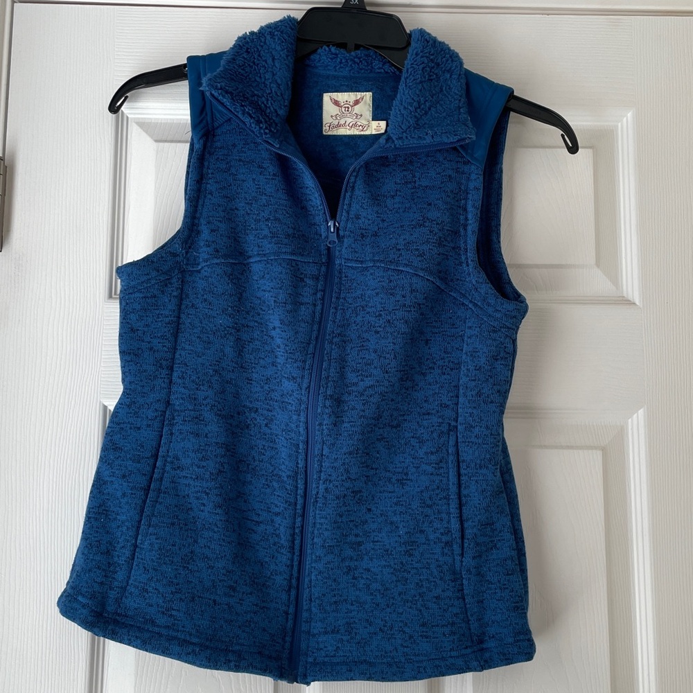 Faded Glory Blue Zip Up Vest Size Small